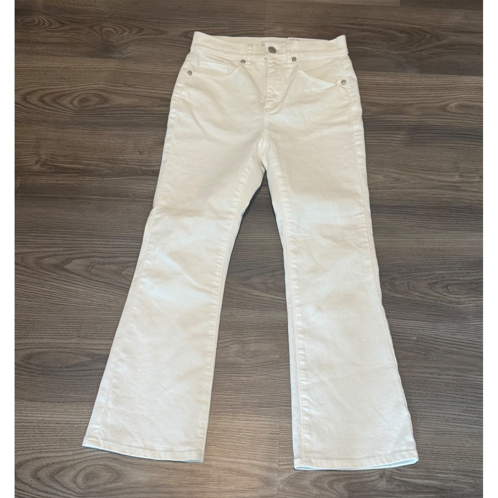 Loft The Kick Crop Jeans White High Rise Petite Size 24 NWT
